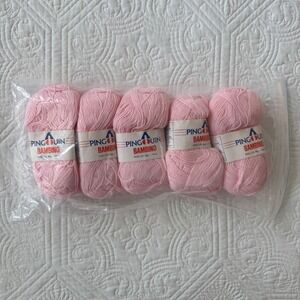 Pingouin Bambino Pink Baby Yarn 100% Acrylic 5 Skeins Lot 40g 204yds Each 968